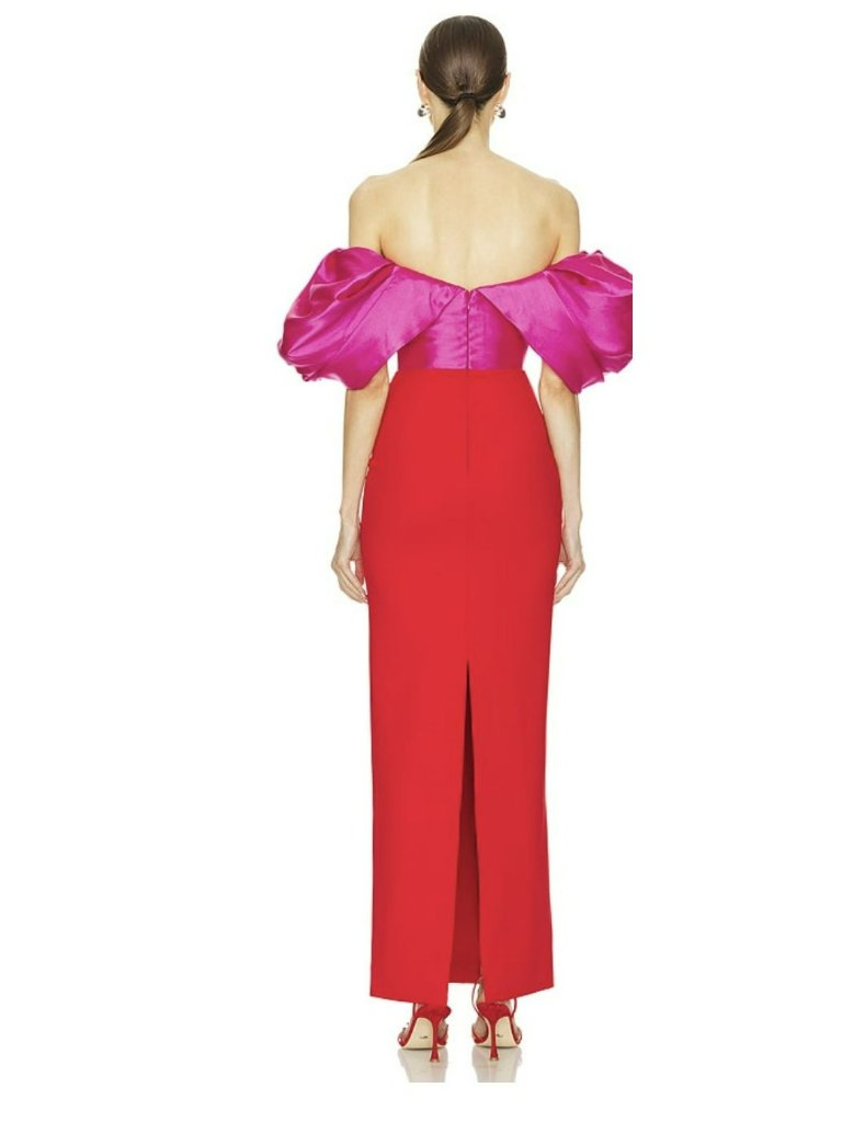Solace London Puff Sleeve Colorblock Column Maxi Formal Gown Dress Size 8 New — image 3 of 8